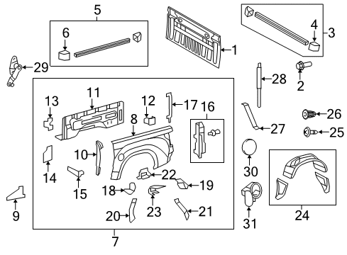 2015 Toyota Tundra Front & Side Panels Wheelhouse Liner Diagram for 65638-0C040