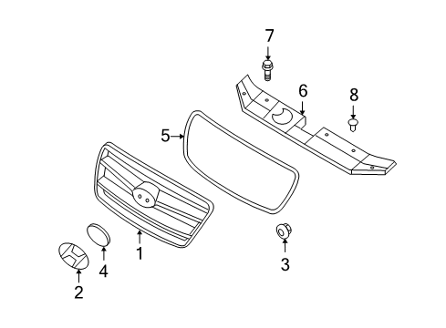 2012 Hyundai Santa Fe Grille & Components Symbol Mark Emblem Diagram for 86300-4A910