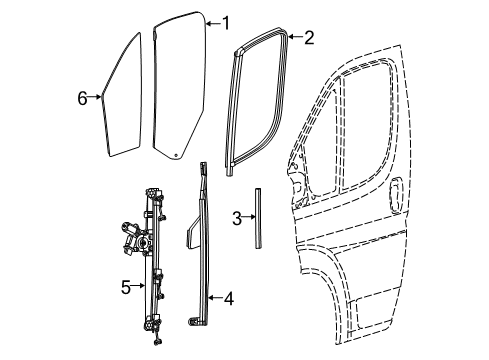 2018 Ram ProMaster 2500 Front Door W.STRIP-Front Door Glass Run Diagram for 68134039AA