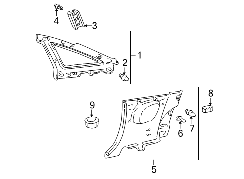 2004 Toyota Celica Interior Trim - Quarter Panels Pillar Trim Diagram for 62412-20370