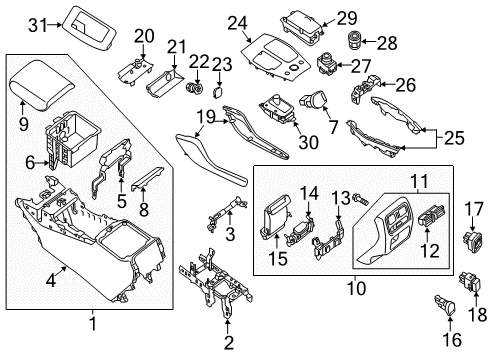 2020 Infiniti QX60 Center Console Finisher-Console, LH Diagram for 96906-3JA0A