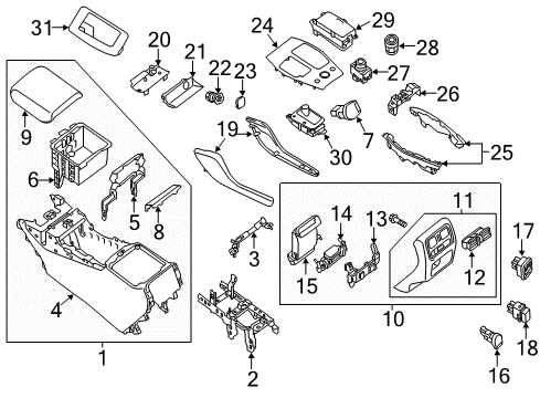 2013 Infiniti JX35 Heated Seats Body - Console Diagram for 96911-9NB1B