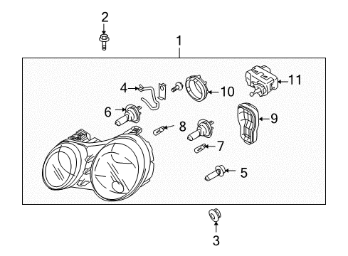 2004 Kia Amanti Headlamps Passenger Side Headlight Assembly Diagram for 921023F050