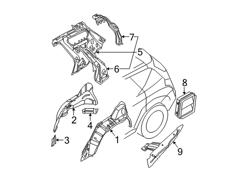 2006 Nissan Murano Inner Structure - Quarter Panel Guard Assy-Drafter Diagram for 78852-CA000