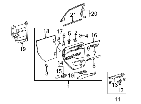 2014 Cadillac SRX Rear Door Switch Bezel Diagram for 22786319