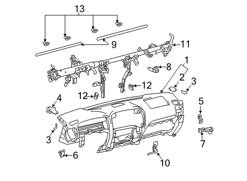 2009 Lexus GX470 Cluster & Switches, Instrument Panel Instrument Panel Pad Diagram for 55359-35020