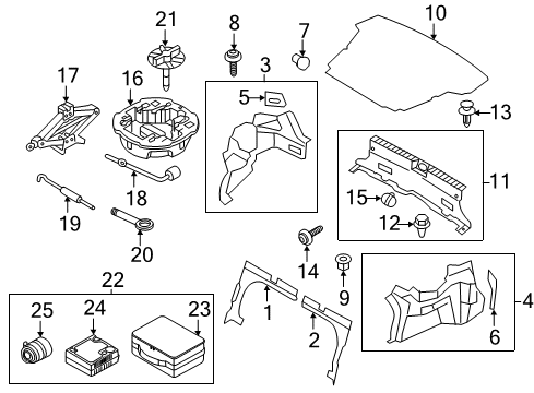 2014 Kia Optima Interior Trim - Rear Body Clamp-Spare Tire Diagram for 62850-2T100