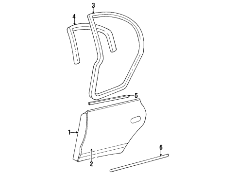 1995 Oldsmobile Aurora Rear Door & Components, Exterior Trim Sealing Strip Asm, Rear Side Door Window Outer (LH) Diagram for 25641886