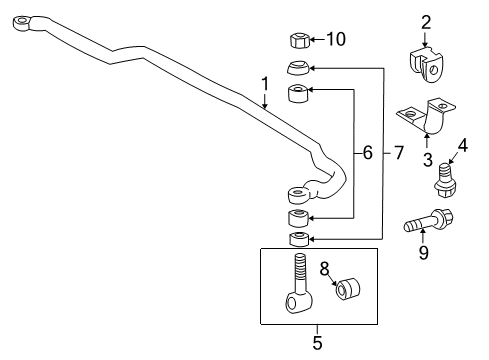 2001 Toyota Land Cruiser Stabilizer Bar & Components - Front RETAINER, Cushion Diagram for 90948-02180