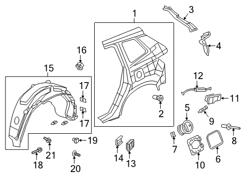 2019 Honda Passport Fuel Door Dust Cover, Fuel Cap Diagram for 17667-TG7-A01