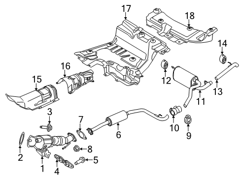 2015 Ford Transit Connect Exhaust Components Converter & Pipe Diagram for EV6Z-5E212-A