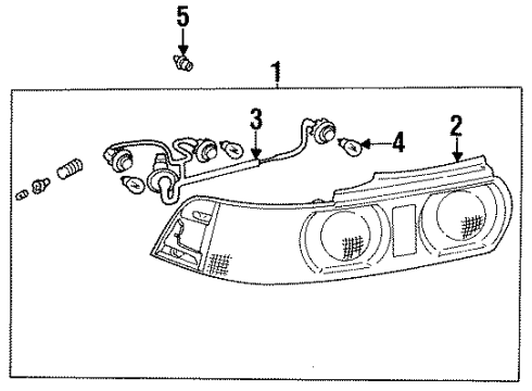 1995 Toyota MR2 Tail Lamps Lens Diagram for 81561-17140