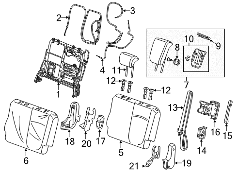 2022 Honda Odyssey Third Row Seats Guide, Headrest Lock *YR507L* (SHADOW BEIGE) Diagram for 82144-SDA-A01A4