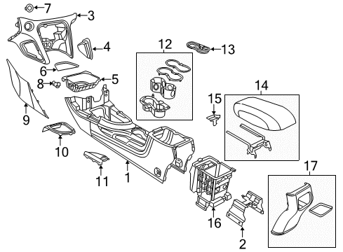 2013 Dodge Dart Console Bracket-Floor Console Diagram for 68087864AB