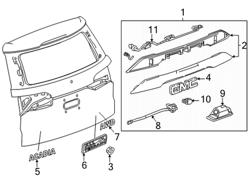 2018 GMC Acadia Exterior Trim - Lift Gate Nameplate Diagram for 84674414