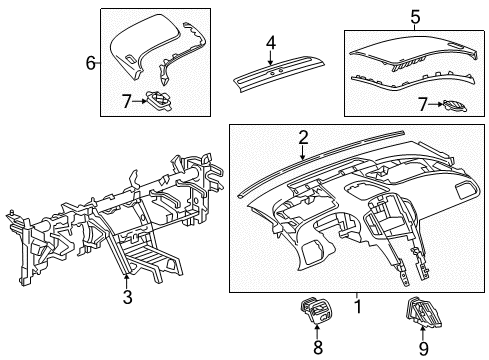 2011 Chevrolet Volt Cluster & Switches, Instrument Panel Air Outlet Diagram for 22740286