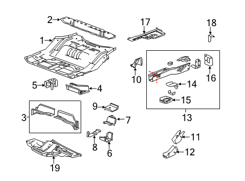2013 Chevrolet Equinox Rear Body - Floor & Rails Shock Bracket Diagram for 20819381