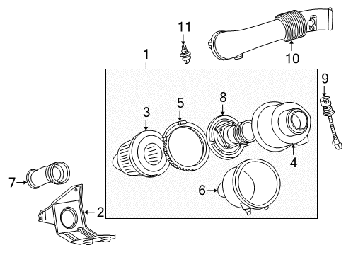 2003 Ford Excursion Air Intake Air Cleaner Assembly Diagram for GU2Z-9600-A