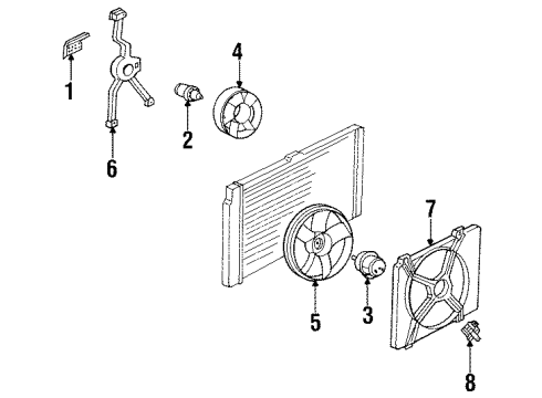 1991 Buick Riviera Radiator & Components, Cooling Fan Bracket Kit, Electric Cooling Fan Diagram for 22120997