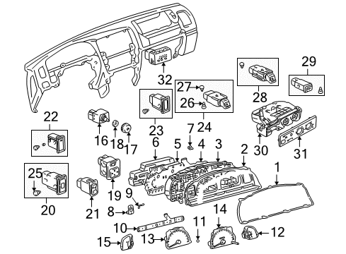 1999 Toyota 4Runner Cluster & Switches, Instrument Panel Bulb Diagram for 84999-10320