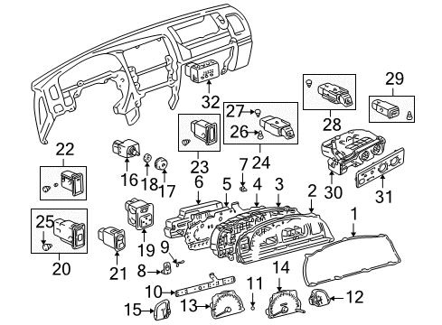 1999 Toyota 4Runner Cluster & Switches, Instrument Panel Mirror Switch Diagram for 84870-06020
