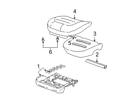 2002 Cadillac DeVille Front Seat Components PAD, Front Seat Cushion Diagram for 12493361