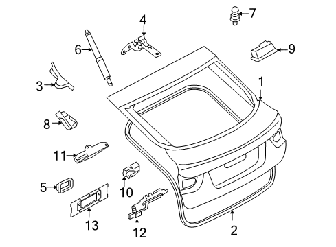 2013 BMW X6 Lift Gate Trunk Lid Gasket Diagram for 51767003105