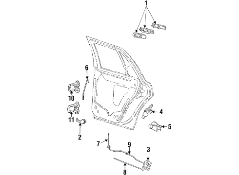 1996 Ford Crown Victoria Rear Door Control Rod Diagram for F5AZ-5426442-AA
