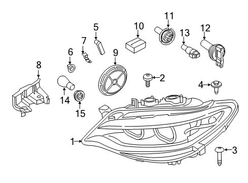 2016 BMW M2 Headlamps High Beam Bulb Diagram for 07119907004