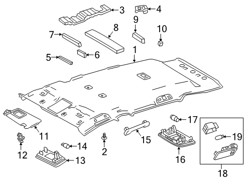 2019 Toyota RAV4 Interior Trim - Roof Sunvisor Diagram for 74310-0R100-B0