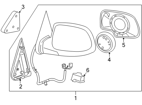 2006 Chevrolet Silverado 1500 Outside Mirrors Mirror, Outside Rear View RH (Flat Reflector Glass & Backing Plate) Diagram for 19120544