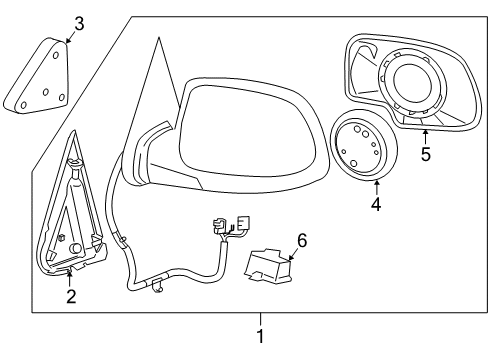 2006 Chevrolet Silverado 1500 Outside Mirrors Mirror Glass Diagram for 88944392