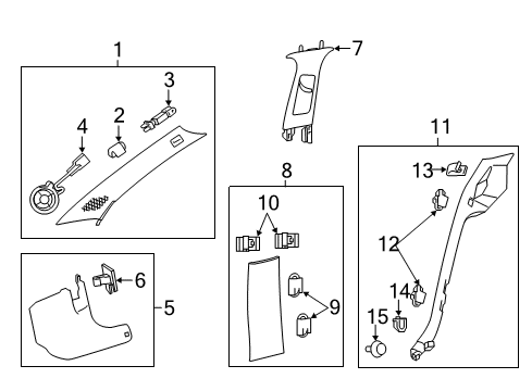 2016 Chevrolet SS Interior Trim - Pillars, Rocker & Floor Lock Pillar Trim Diagram for 92264464