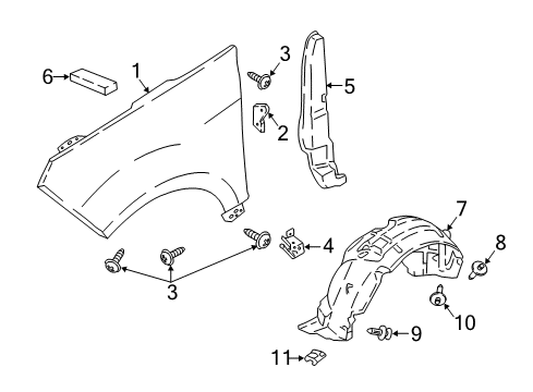 2018 Ford EcoSport Fender & Components Fender Liner Diagram for GN1Z-16103-K