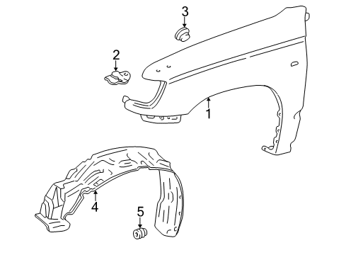 2001 Toyota 4Runner Fender & Components Fender Liner Diagram for 53875-35050