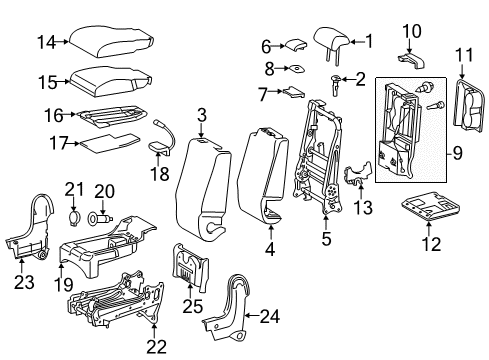 2017 Toyota Tundra Front Seat Components Seat Back Cover Diagram for 71073-0CC50-B0