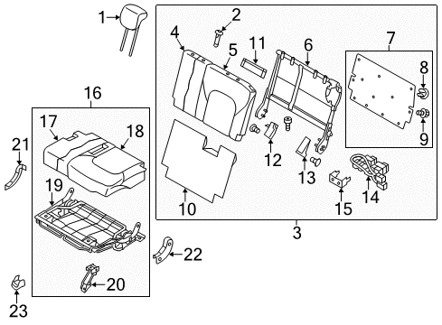 2017 Infiniti QX80 Third Row Seats Clip Diagram for 89608-1LK0A