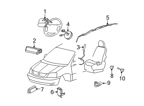 2006 Ford Freestar Air Bag Components Front Sensor Diagram for 6F2Z-14B004-AA