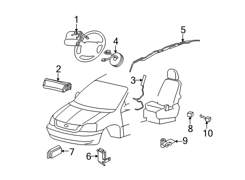 2006 Ford Freestar Air Bag Components Driver Air Bag Diagram for 4F2Z-17043B13-AAA