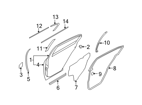 2007 Infiniti G35 Rear Door & Components, Exterior Trim Tape-Front Door Outside, LH Diagram for 80813-JK01C