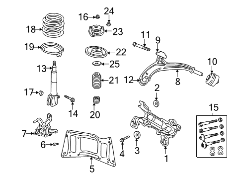 2002 Dodge Grand Caravan Front Suspension Components, Lower Control Arm, Stabilizer Bar Bearing-STRUT Mount Diagram for 4743044AA