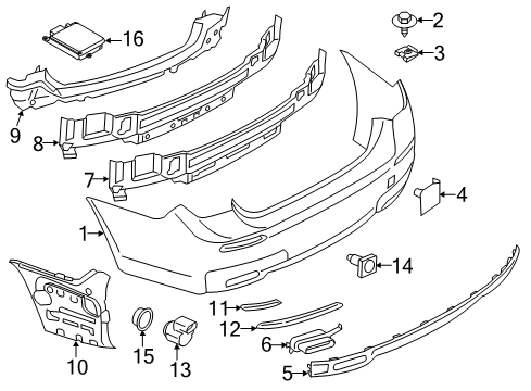2015 BMW ActiveHybrid 7 Rear Bumper Left Rear Moulding Diagram for 51128047729