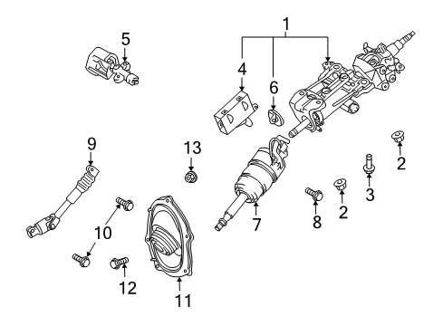 2010 Lexus LX570 Steering Column & Wheel, Steering Gear & Linkage Shaft, Steering Intermediate, NO.2 Diagram for 45203-60140