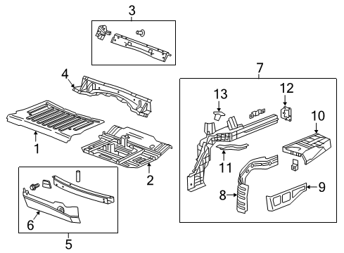 2018 Cadillac CT6 Rear Floor & Rails Center Floor Pan Diagram for 22952273