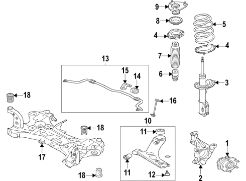 2021 Kia Seltos Front Suspension, Lower Control Arm, Stabilizer Bar, Suspension Components Bushing-Crossmember Mounting Diagram for 62486-J9000