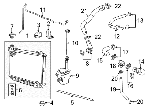 2011 Chevrolet Caprice Radiator & Components Mount Asm-Radiator Upper Diagram for 92257880