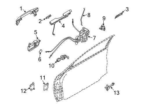 2006 Nissan Maxima Door & Components Front Outside Door Handle Assembly, Left Diagram for 80607-ZA38F