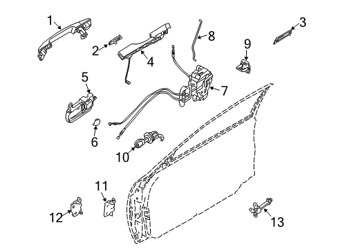 2006 Nissan Maxima Door & Components Rear Door Inside Handle Assembly, Right Diagram for 80670-ZA302