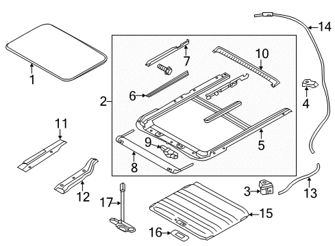 2014 Nissan Quest Sunroof Drip Rear Diagram for 91360-1JA2C