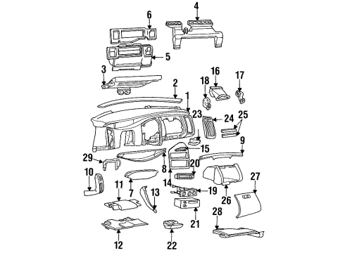 1994 Buick Skylark Instrument Panel Deflector Asm-Instrument Panel Outer Air Outlet Diagram for 22547892